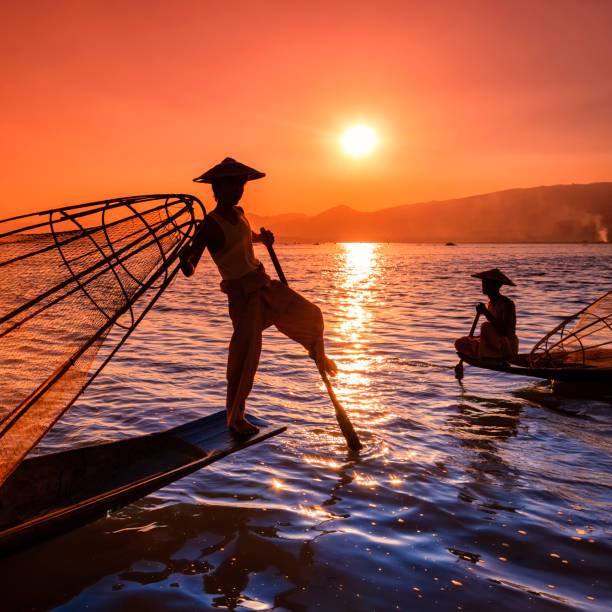 istock Fishermen on Inle Lake watching the sunset, Myanmar 859739616