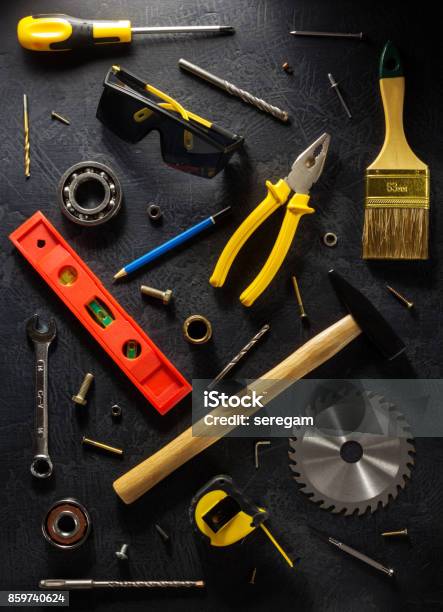 Small Tools Instruments Set Of Work Tools And Instruments Stock Photo - Download Image Now ...