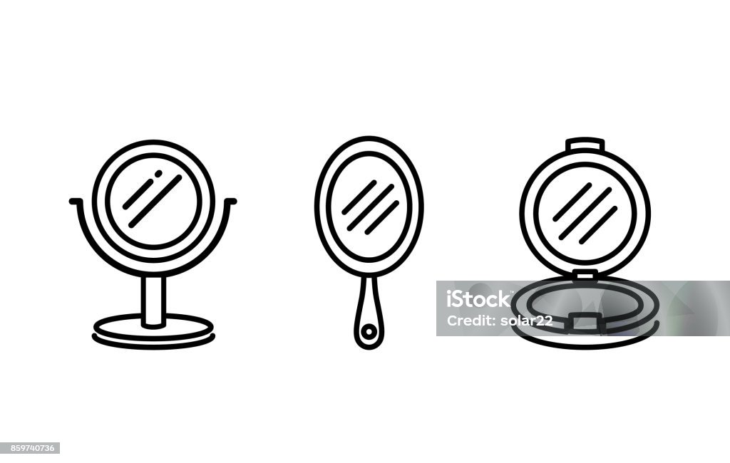 Handle mirror icon collection in line style. Handle mirror icon collection in line style. Illustration about beauty equipment and medical. Mirror - Object stock vector