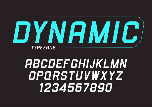 векторный динамический смелый проект литейного шрифта, алфавит, шрифт, опечатка - typewriter typebar alphabet retro revival stock illustrations