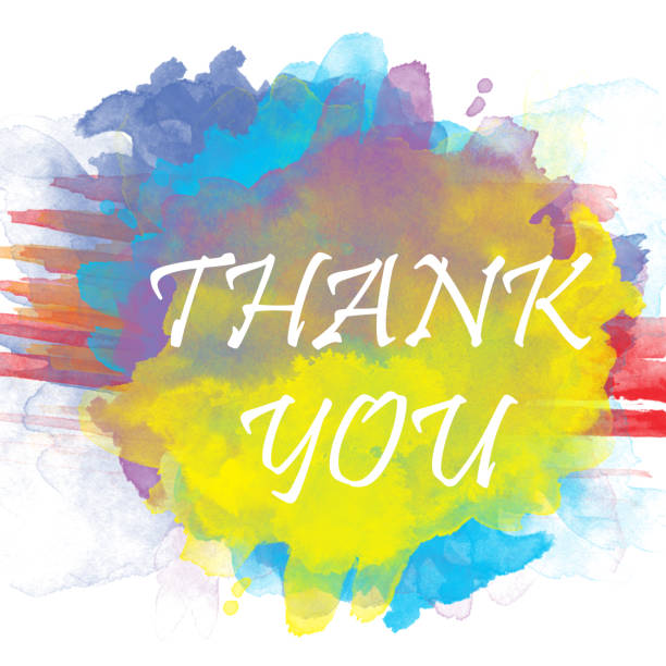 istock Thank you Text in Watercolor Background 859743386