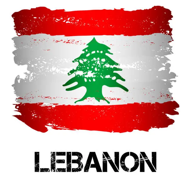 Vector illustration of Flag of Lebanon from brush strokes