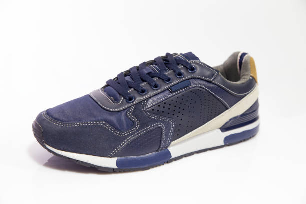 istock Male blue leather sneaker 859744106