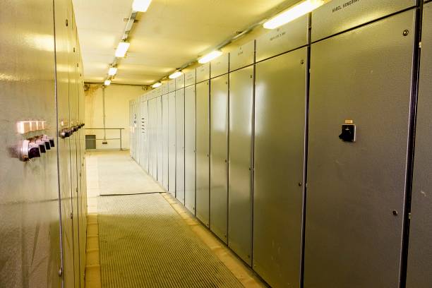 istock Electrical switchgear. Industrial electrical switch panel. Electric voltage control room of a plant 859748190