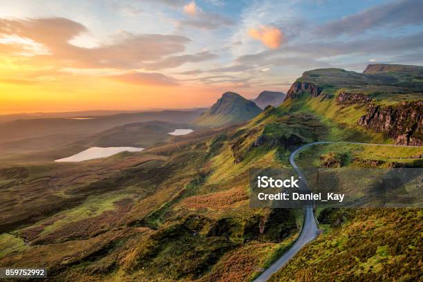 Quiraing At Sunrise Stock Photo - Download Image Now - Scotland, Landscape - Scenery, Mountain