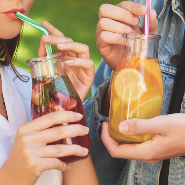 istock Healthy nutrition. Couple drinking detox tea 859757528