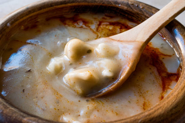 istock Dumpling Soup with fried butter sauce / Manti Corbasi 859757566