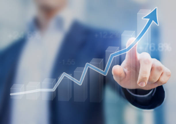 istock Businessman presenting a sustainable development concept, growth, profit, success chart 859761744