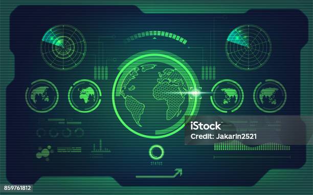 Screen Earth Stock Illustration - Download Image Now - Radar, Satellite, Military