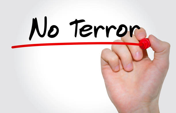 istock Hand writing inscription No Terror with marker, concept 859766670