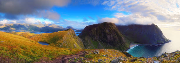 istock Panoramic norwegian landscape of rocks and fjords 859770574