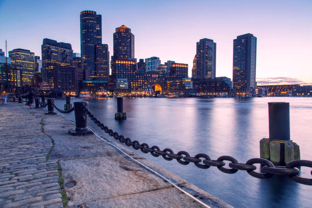 istock Boston, Skyline of Boston's Financial District at sunset 859770816