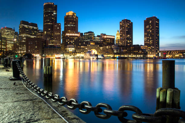 istock Boston, Skyline of Boston's Financial District at sunset 859771494