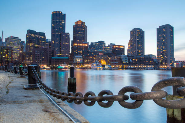 istock Boston, Skyline of Boston's Financial District at sunset 859771944
