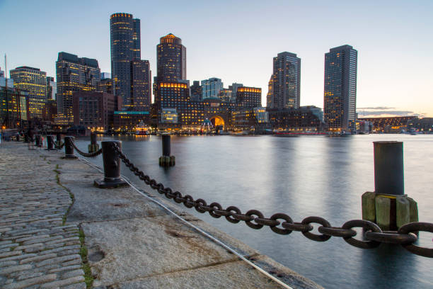 istock Boston, Skyline of Boston's Financial District at sunset 859774966