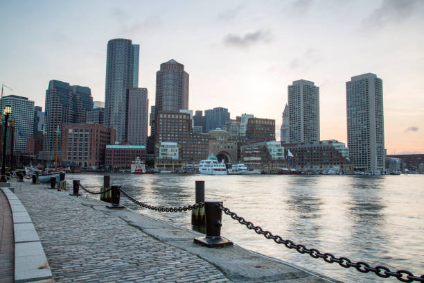 istock Boston, Skyline of Boston's Financial District at sunset 859775358