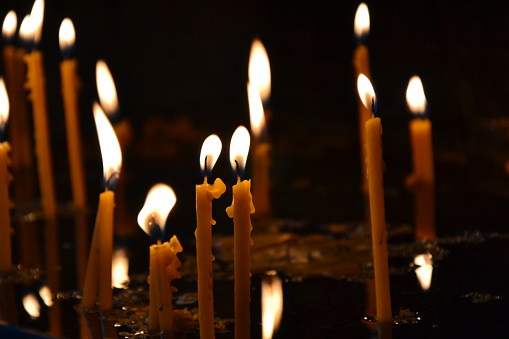 Prayer candles in the church