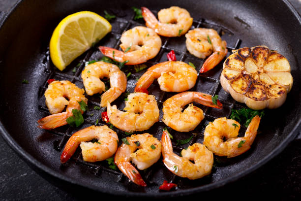 istock pan of grilled shrimps 859791720