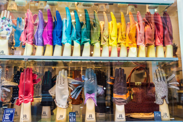 Brussels: Colored gloves store of the brand JB Guanti in Brussels, Belgium