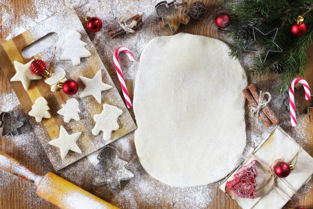 istock Cooking butter biscuits of different shapes on a wooden table 859792464