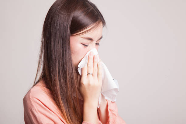 istock Young Asian woman got sick and flu. 859798594