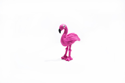 Plasticine abstract artwork. Flamingo made from plasticine.