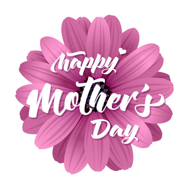 illustrazioni stock, clip art, cartoni animati e icone di tendenza di carta happy mothers day con fiore 3d realistico. - mothers day flower single flower purple
