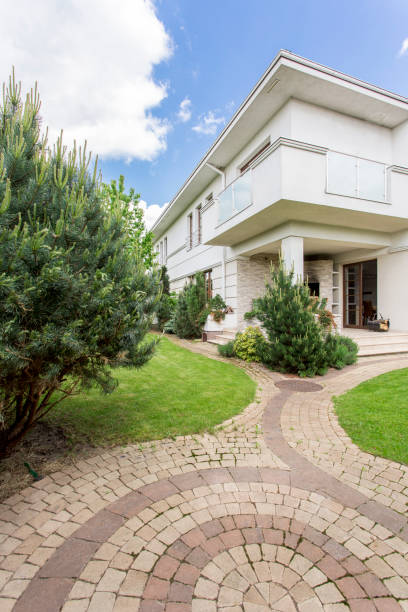 istock Pleasant suburban house hidden in cosy shrubs 859825528