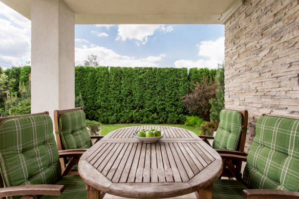 istock Cosy and elegant terrace for a large family 859825530