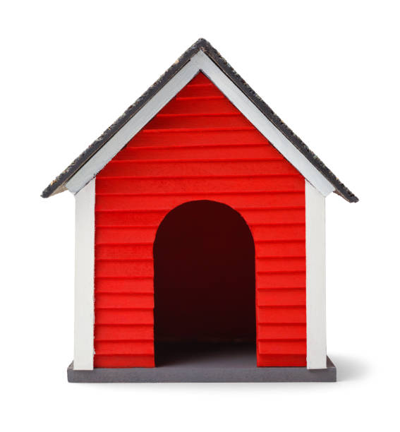 Dog House Front Red Dog House Front Isolated on White Background. hut photos stock pictures, royalty-free photos & images