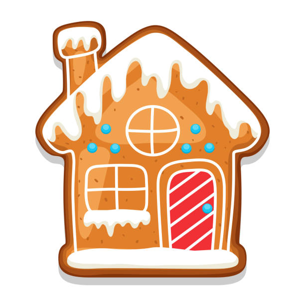 bildbanksillustrationer, clip art samt tecknat material och ikoner med pepparkakor cookies hus. illustration av god jul godis - pepparkakshus