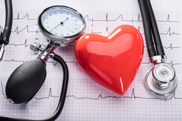 Cardiogram Of Heart Beat And Medical Equipment Cardiogram Of Heart Beat With Stethoscope, Sphygmomanometer And Heart rhythm photos stock pictures, royalty-free photos & images