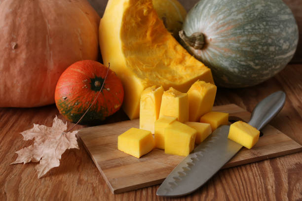 istock pumpkin cut harvest on the table 859835078
