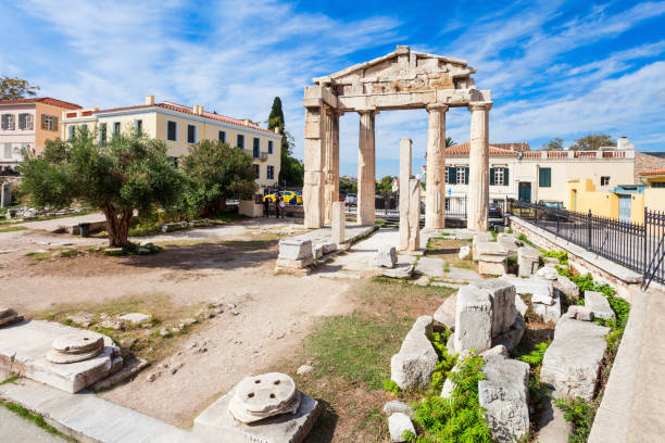 Athena Gate, Roman Agora The Gate of Athena Archegetis is situated west side of the Roman Agora in Athens, Greece nike air photos stock pictures, royalty-free photos & images