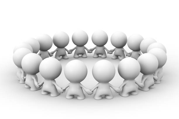 istock many white 3d human characters standing in a circle facing each other 859845224