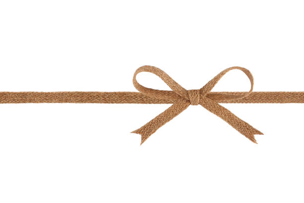 istock Burlap woven ribbon bow isolated on white background 859856262