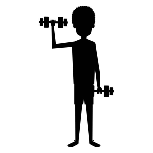 Man Silhouette Lifting Weights Character Stock Illustration - Download  Image Now - Active Lifestyle, Adult, Adults Only - iStock