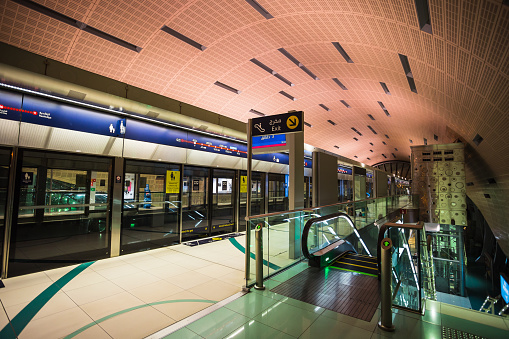 DUBAI, UAE - NOVEMBER 2: Dubai Metro as world's longest fully automated metro network (75 km) on November 2, 2013, Dubai, UAE.
