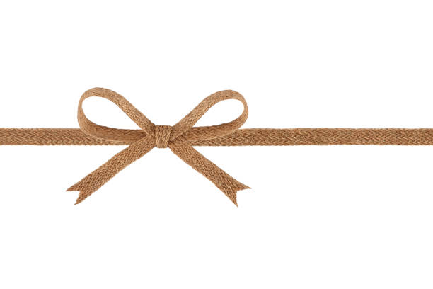 istock Burlap braided ribbon bow isolated on white background 859860734