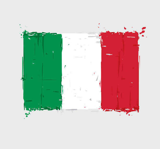 Italian Flag Flat - Artistic Brush Strokes and Splashes Italian Flat Flag - Vector Artistic Brush Strokes and Splashes. Grunge Illustration, all elements neatly on layers and groups. The JPEG has a clipping path for accurate background removal italy flag drawing stock illustrations