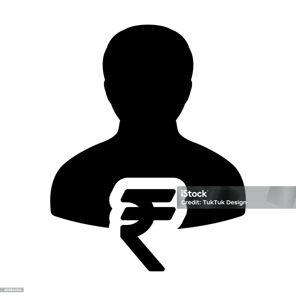 인도 루피 기호 표시 아이콘 벡터와 남성 사람 문양 그림에서 아바타 검은색에 대한 스톡 벡터 아트 및 기타 이미지 - 검은색, 그래픽  사용자 인터페이스, 금융 - Istock