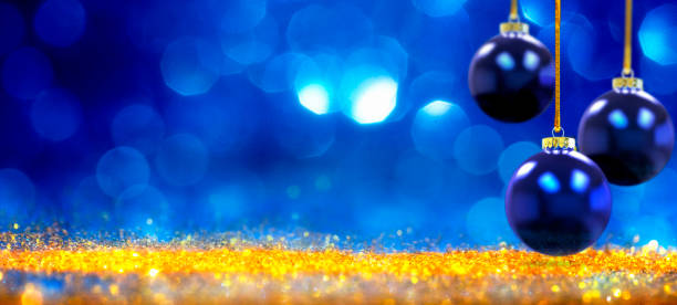istock Christmass Ball and Christmas lights on empty table 859865072