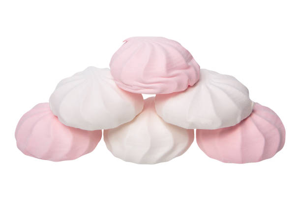 istock Delicate white and pink zephyr, isolated on white background close-up. 859871148