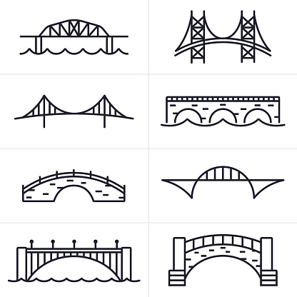 Bridge and arch icons and symbols collection.