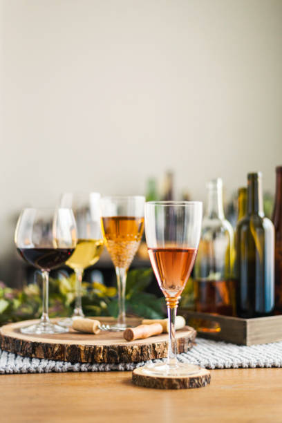 istock Wine tasting theme with various bottles of wine and glasses 859878956