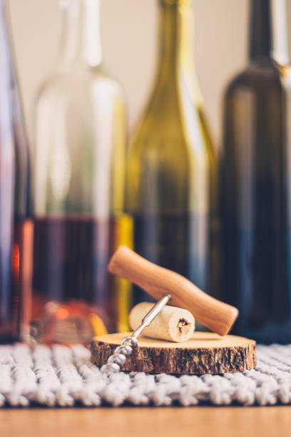 istock Wine tasting theme with various bottles of wine and corkscrew 859879204