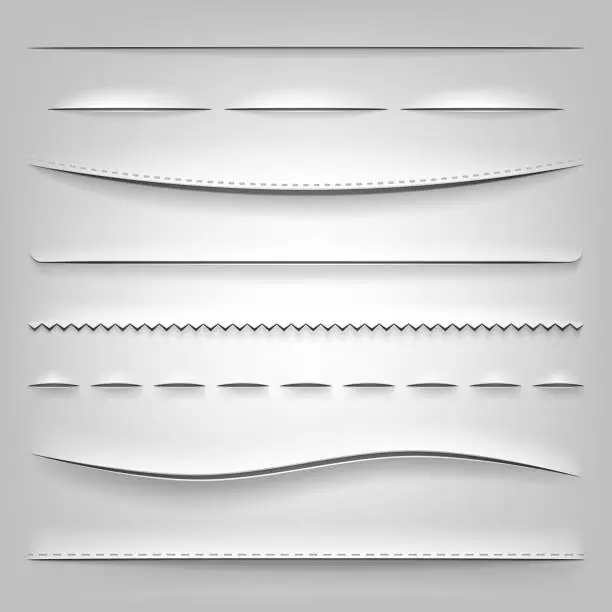 Vector illustration of Realistic dividers of cut paper