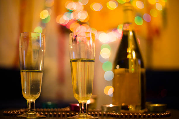 istock Christmas with champagne glasses 859913380
