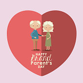 istock color background of heart shape pink greeting card with caricature full body elderly couple happy grandparents day 859915796
