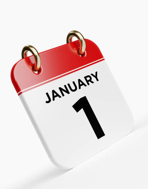 istock Red Calendar On White Background: New Year`s Day Concept 859917032